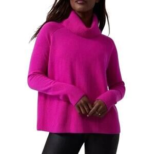 Athleta Sweater Cashmere Wool Turtleneck Aspen Pullover Womens M Fuchsia Cozy